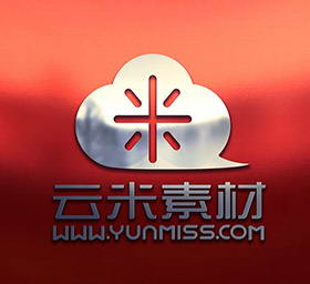 一款红色靓丽银色logo展示样机