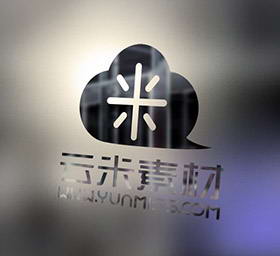 两款磨砂玻璃墙透明logo展示样...