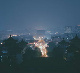 夜市容镇亚洲日本天空城市天际...