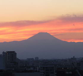 富士山富士火山山日落黄昏结构...